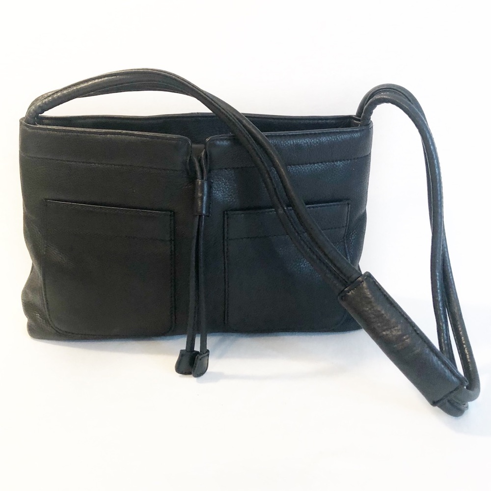 Fossil black genuine leather shoulder bag handbag